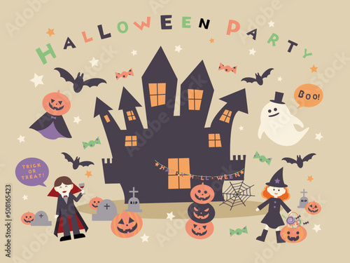 ハロウィンのイラスト、背景やポスター