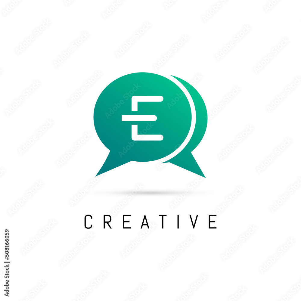 Obraz premium Creative Massage E Letter Logo Design Vector. E Logo Design Vector Illustration Template.