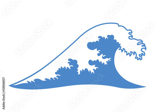 Slika na platnu The great wave of Kanagawa flat vector color icon for apps and websites