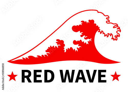 Fotobehang Great red wave or tsunami with text flat vector icon for apps and websites