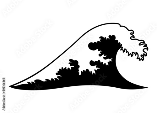 Canvastavla The great wave of Kanagawa flat vector icon for apps and websites