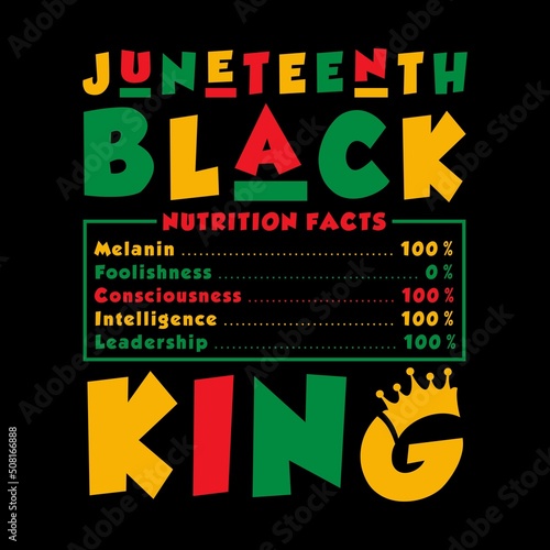 Juneteenth black king nutritional facts - Juneteenth design illustration.