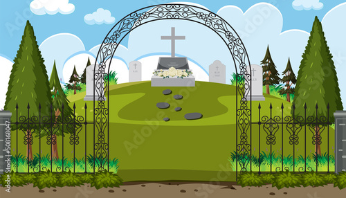 Scene of cemetery graveyard