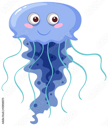A blue jellyfish in cartoon style