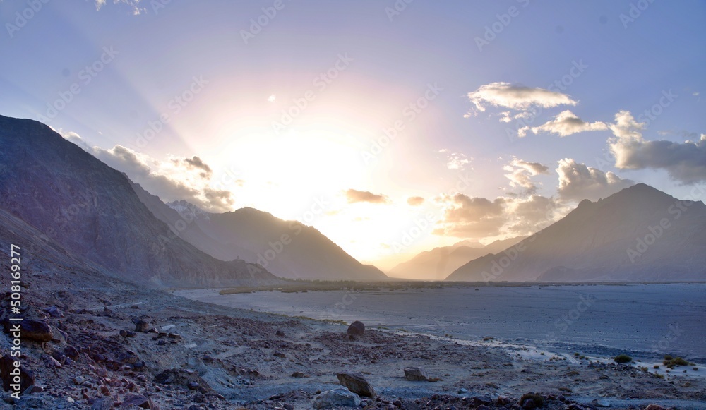 Landscape of Mountains and Rocks during Sunset Landscape of Mountains and Rocks during Sunset