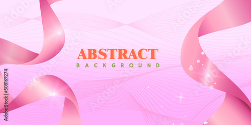 Luxury pink ribbon on abstract stripes background
