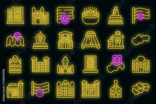 Photography Slovakia icons set outline vector