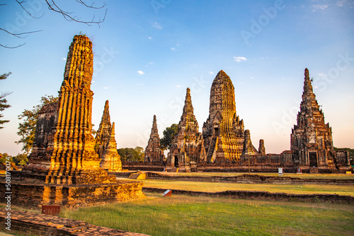 Wat Chaiwatthanaram, famous ruin temple near the Chao Phraya river in Ayutthaya, Thailand