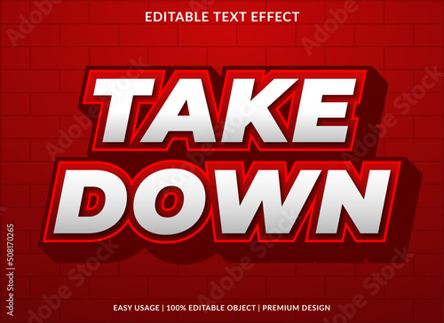 take down text effect editable template with abstract style use for business brand and logo