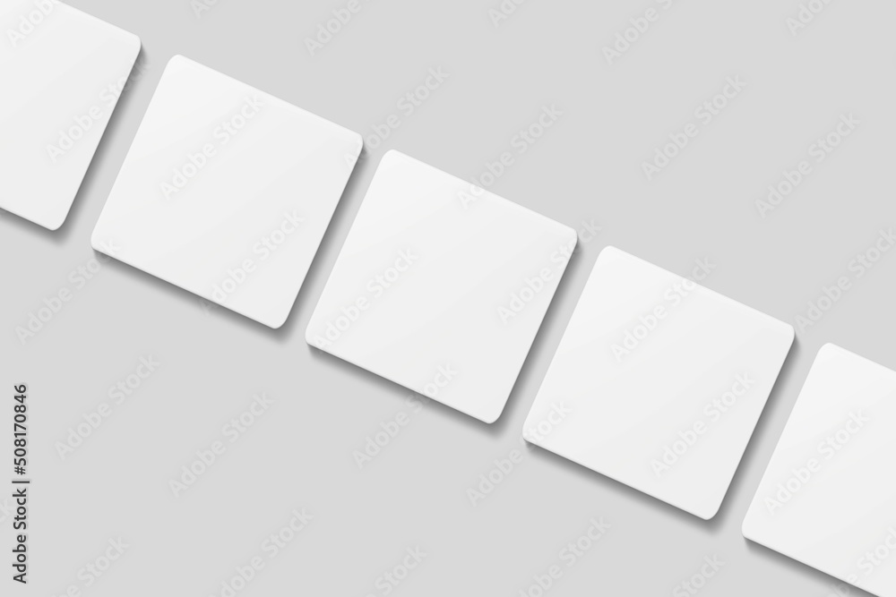 Stack blank square business card for mockup. 3D Render. Stack blank square business card for mockup. 3D Render.