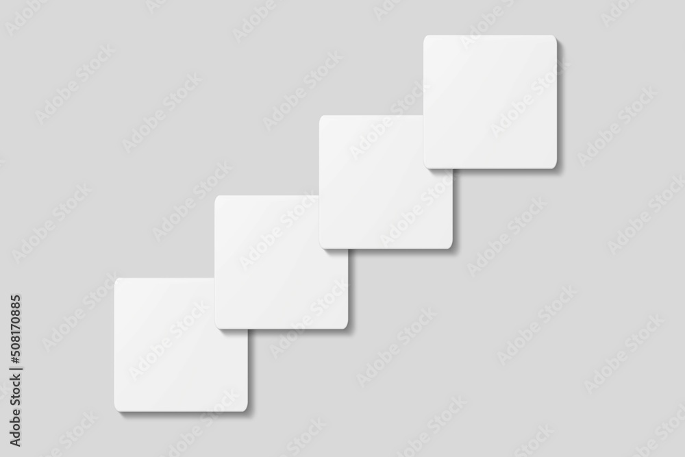 Stack blank square business card for mockup. 3D Render. Stack blank square business card for mockup. 3D Render.