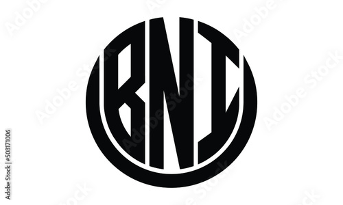 BNI shield with round shape logo design vector template | monogram logo | abstract logo | wordmark logo | lettermark logo | business logo | brand logo | flat logo. photo