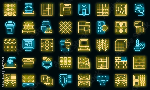 Tactical advantage icons set outline vector. Business chance. Chess cost vector neon