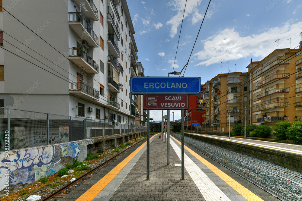 Obraz premium Ercolano Station Sign