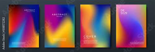 Blurred backgrounds set with modern abstract blurred color gradient patterns. Smooth templates collection for brochures, posters, banners, flyers and cards. Vector illustration.