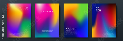Blurred backgrounds set with modern abstract blurred color gradient patterns. Smooth templates collection for brochures, posters, banners, flyers and cards. Vector illustration.
