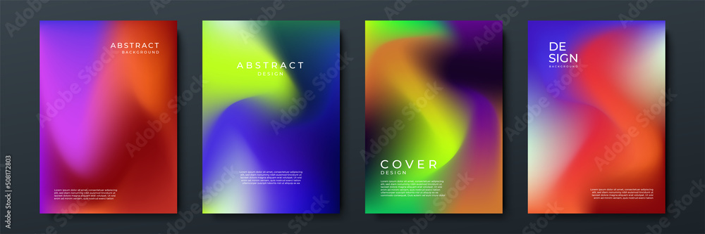 Fototapeta premium Set of abstract soft blurred gradients background graphic design template for brochure, banner, wallpaper, mobile screen, annual report.