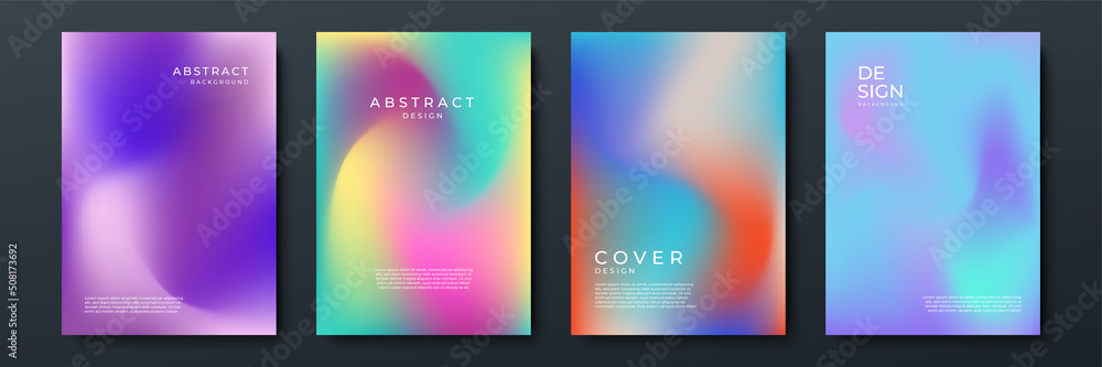Blurred backgrounds set with modern abstract blurred color gradient patterns on white. Smooth templates collection for brochures, posters, banners, flyers and cards. Vector illustration. Blurred backgrounds set with modern abstract blurred color gradient patterns on white. Smooth templates collection for brochures, posters, banners, flyers and cards. Vector illustration.