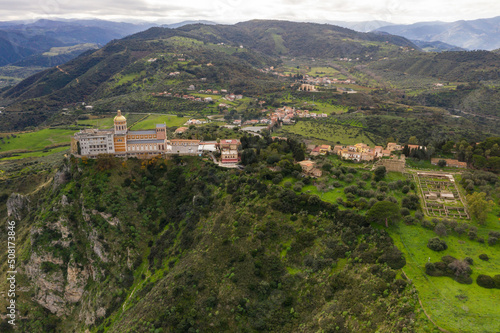 Aerial view of Sanctuary of Tindari, Sicily, Italy