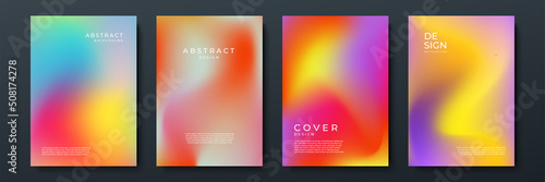 Blurred backgrounds set with modern abstract blurred color gradient patterns on white. Smooth templates collection for brochures, posters, banners, flyers and cards. Vector illustration.