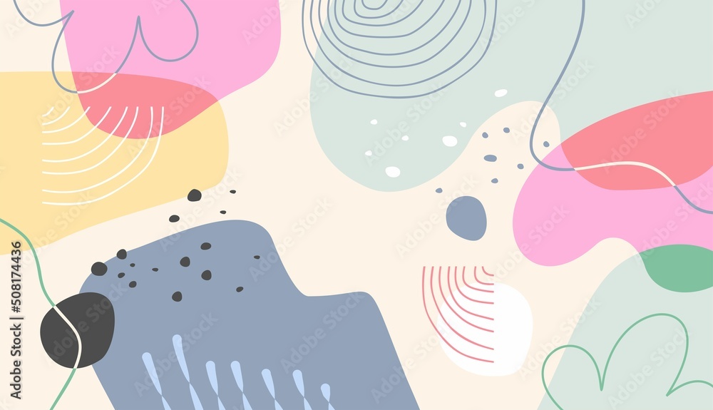 Colorful pastel doodle abstract background vector design