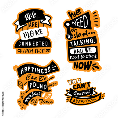 Mental health quotes set. Hand drawn lettering. Vector illustration for lifestyle stickers, posters.