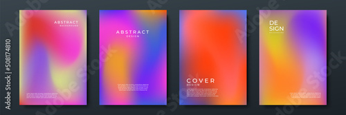 Blurred backgrounds set with modern abstract blurred color gradient patterns. Smooth templates collection for brochures, posters, banners, flyers and cards. Vector illustration.