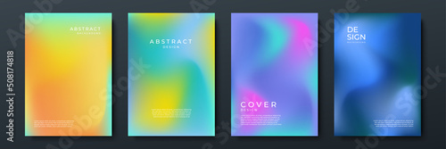 Blurred backgrounds set with modern abstract blurred color gradient patterns. Smooth templates collection for brochures, posters, banners, flyers and cards. Vector illustration.
