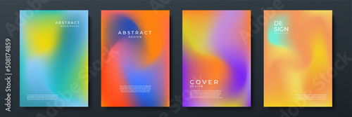 Blurred backgrounds set with modern abstract blurred color gradient patterns. Smooth templates collection for brochures, posters, banners, flyers and cards. Vector illustration.