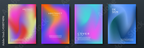 Blurred backgrounds set with modern abstract blurred color gradient patterns. Smooth templates collection for brochures, posters, banners, flyers and cards. Vector illustration.