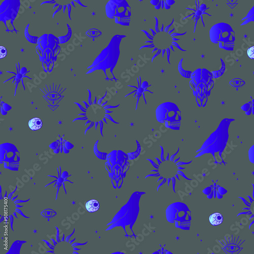 halloween vector seamless pattern witchcraft drawing © BormanT