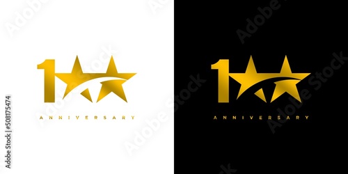 Modern and elegant 100 star logo design