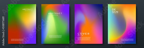 Blurred backgrounds set with modern abstract blurred color gradient patterns. Smooth templates collection for brochures, posters, banners, flyers and cards. Vector illustration.