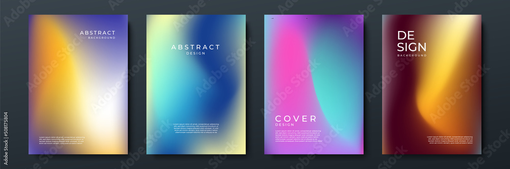 Set of blurred backgrounds with modern abstract blurred color gradient patterns. Templates collection for brochures, posters, banners, flyers and cards. Blue, pink and white. Vector illustration. - obrazy, fototapety, plakaty 
