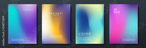 Set of blurred backgrounds with modern abstract blurred color gradient patterns. Templates collection for brochures, posters, banners, flyers and cards. Blue, pink and white. Vector illustration.