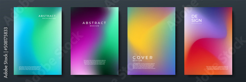 Set of blurred backgrounds with modern abstract blurred color gradient patterns. Templates collection for brochures, posters, banners, flyers and cards. Blue, pink and white. Vector illustration.