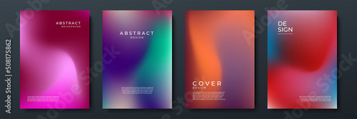 Set of blurred backgrounds with modern abstract blurred color gradient patterns. Templates collection for brochures, posters, banners, flyers and cards. Blue, pink and white. Vector illustration.