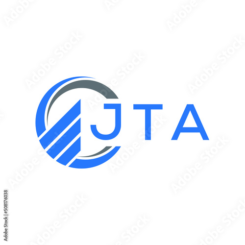 JTA Flat accounting logo design on white  background. JTA creative initials Growth graph letter logo concept. JTA business finance logo design. photo