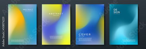 Blurred backgrounds set with modern abstract blurred color gradient patterns. Smooth templates collection for brochures, posters, banners, flyers and cards. Vector illustration.