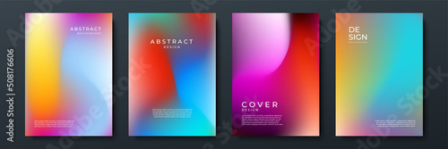 Blurred backgrounds set with modern abstract blurred color gradient patterns. Smooth templates collection for brochures, posters, banners, flyers and cards. Vector illustration.