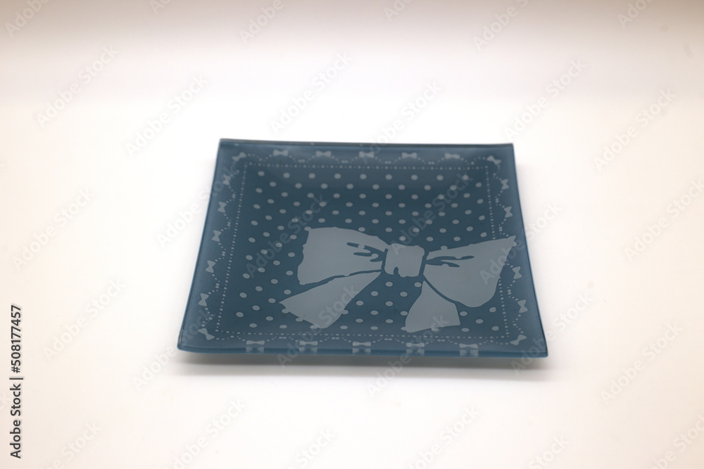 Blue square shape dish for serving food.Include Clipping Path. Blue square shape dish for serving food.Include Clipping Path.