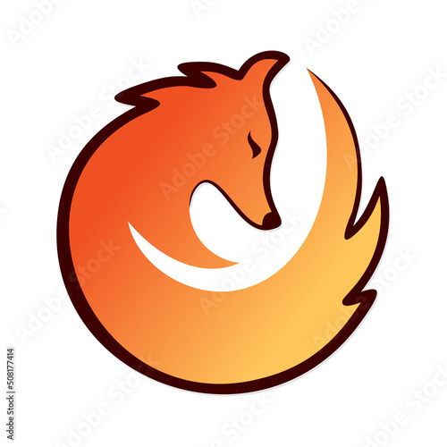 A symbol of a stylized red fox.