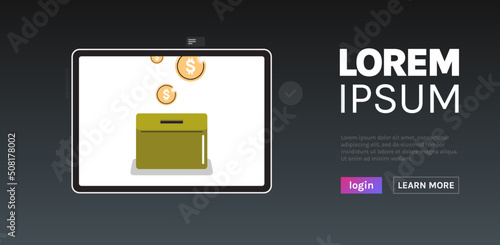 Moneybox and investing fund savings, saving coins, donation concept flat vector illustration.