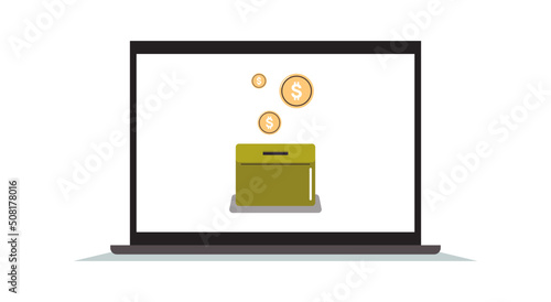 Moneybox and investing fund savings, saving coins, donation concept flat vector illustration.