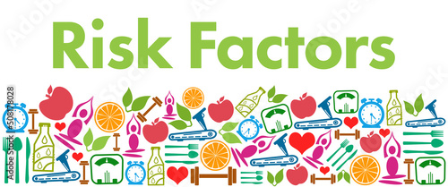 Risk Factors Colorful Health Symbols Background Bottom Text  photo