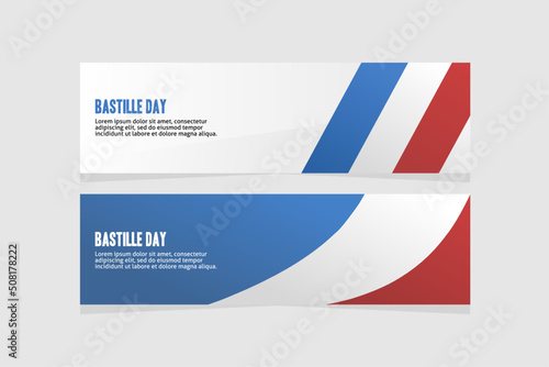 set of horizontal banner templates with french flag for bastille day on july 14 photo