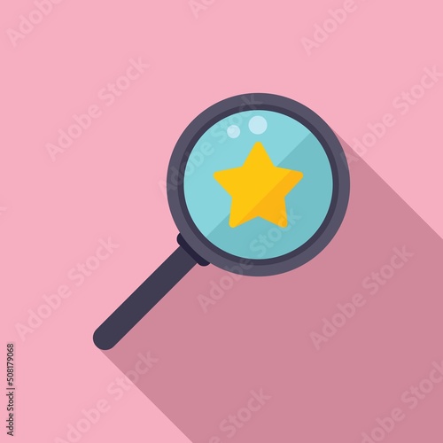 Magnifier credibility icon flat vector. Customer trust