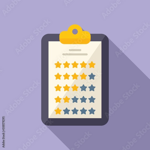 Rate review clipboard icon flat vector. Customer trust