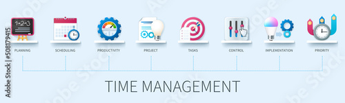Time management vector infographics in 3d style