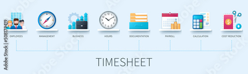 Timesheet vector infographics in 3d style